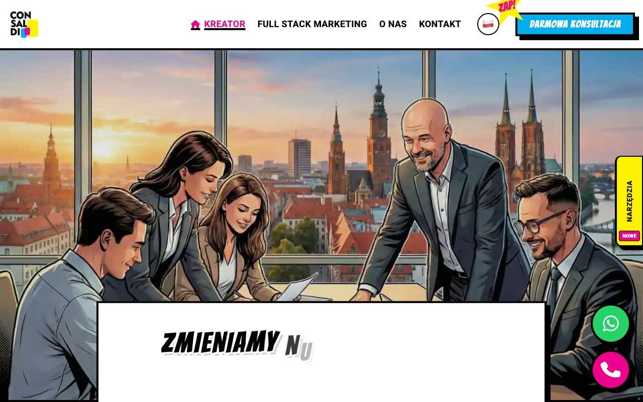 Zrzut ekranu strony głównej consaldi.pl (desktop)